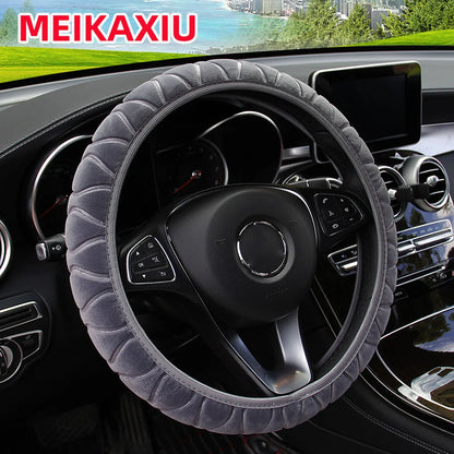 Fluffy Flower Steering Wheel Cover 14.5-15 Inch Universal Car Accessory
