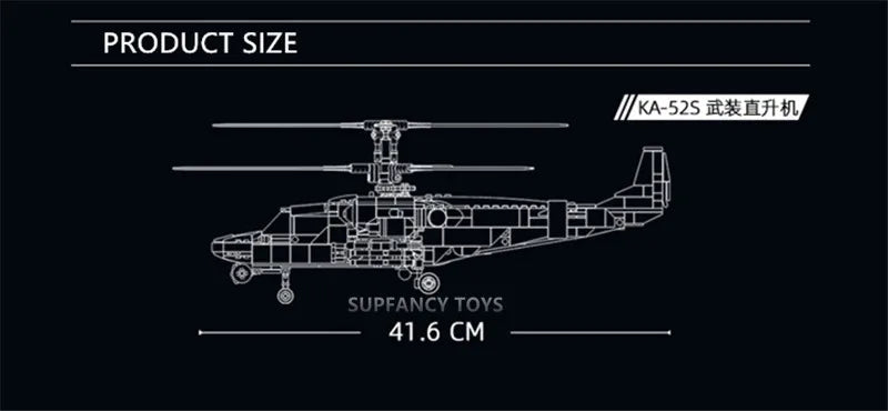 913PCS KA-52S Helicopter Gunship Model Bricks Coaxial Inversion Weapon Creative Building Blocks Educational Toys for Children-EXPROTAS