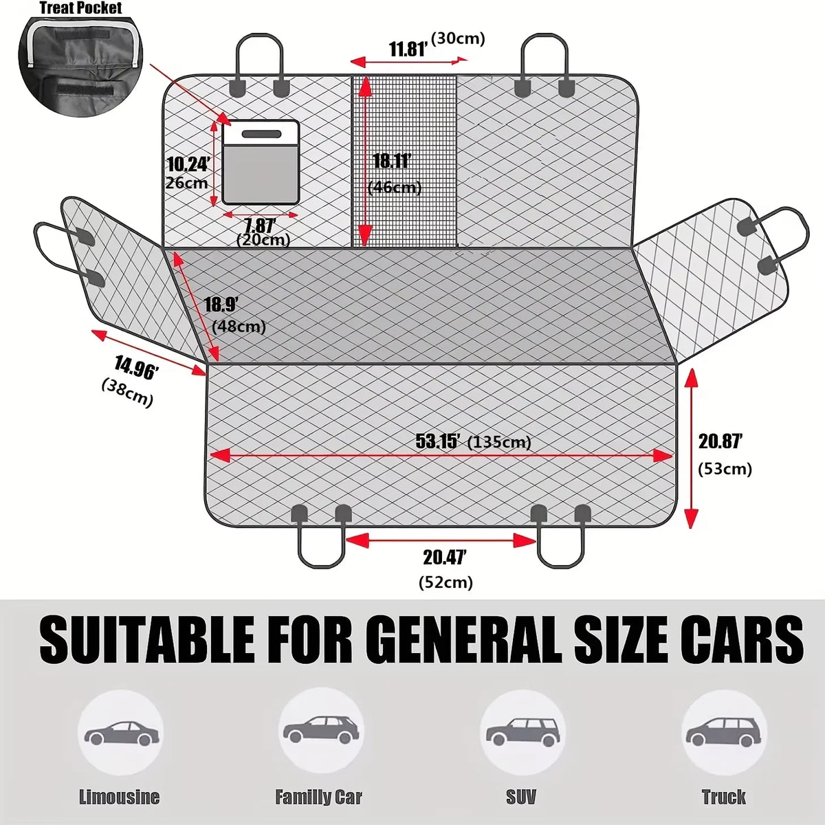 Car Dog Mat Waterproof Rear Seat Cover Protector Hammock for Pets