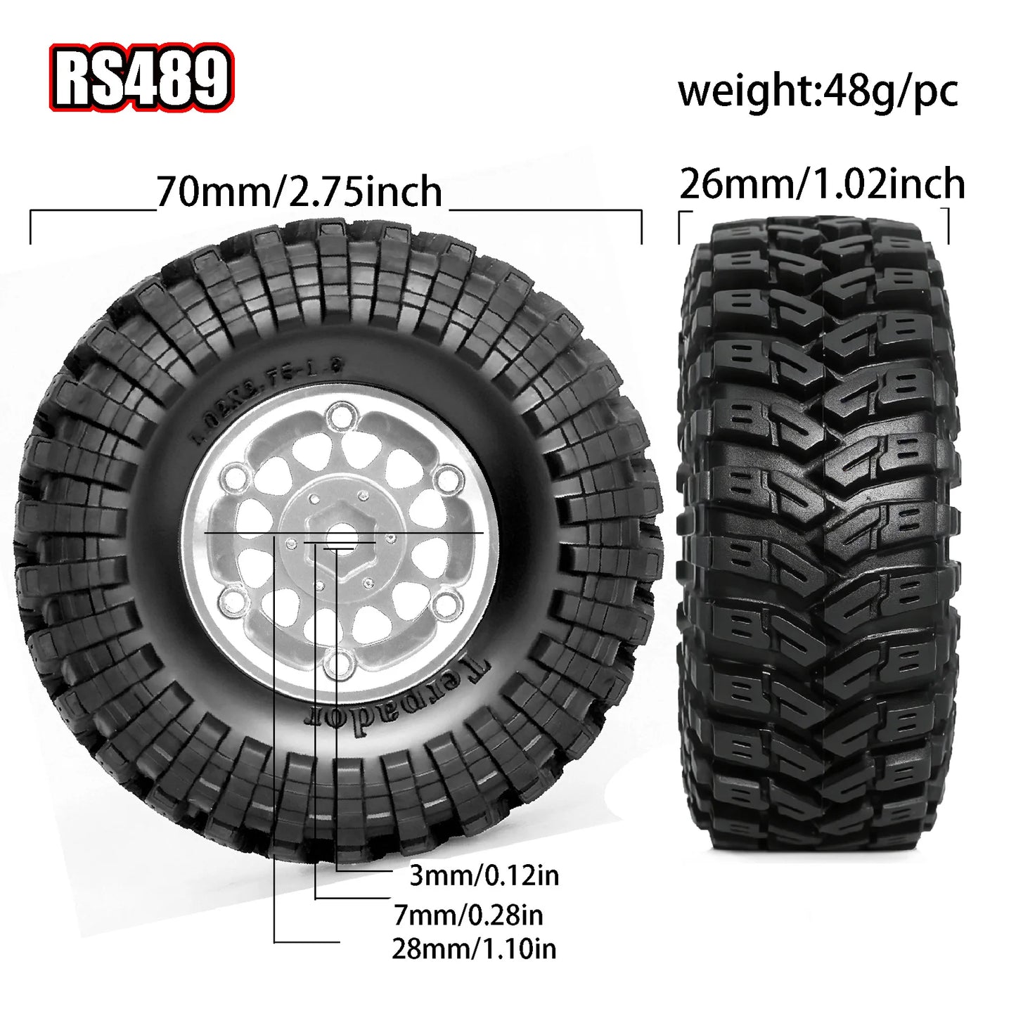 1.3 Crawler Wheel Tire Set 4PCS for 1/18 TRX4M SCX24 RC Vehicles