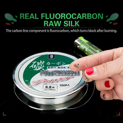 Fluorocarbon Fishing Line 50M 100M Monofilament Carp Leaders Sinking Coated