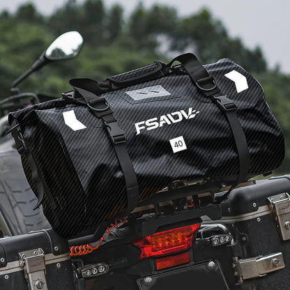 Carbon Black Motorcycle Tail Bag Waterproof 40L 66L Luggage Seat Travel Backpack
