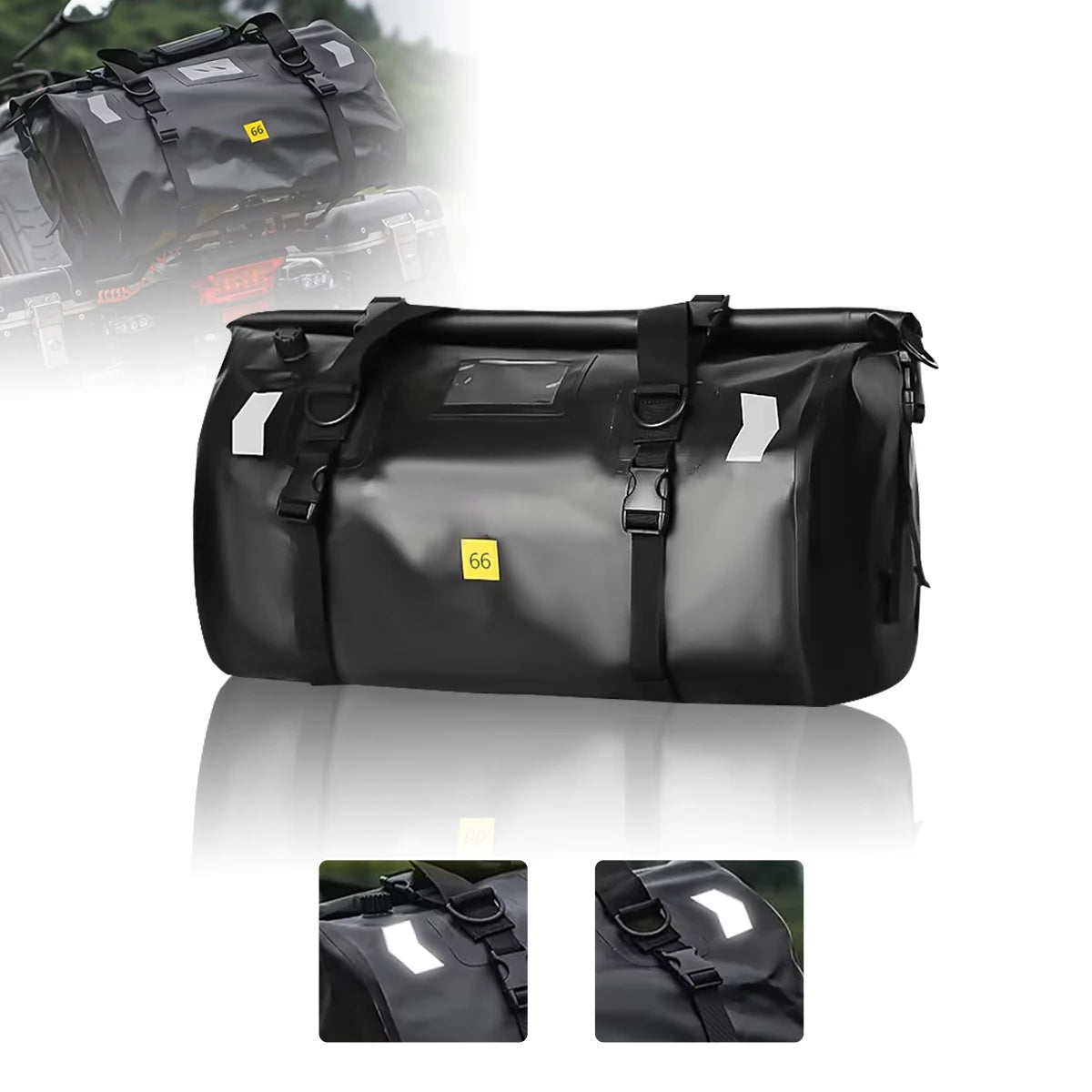 Waterproof Motorcycle Roll-Top Dry Tail Bag Backpack 20-66L