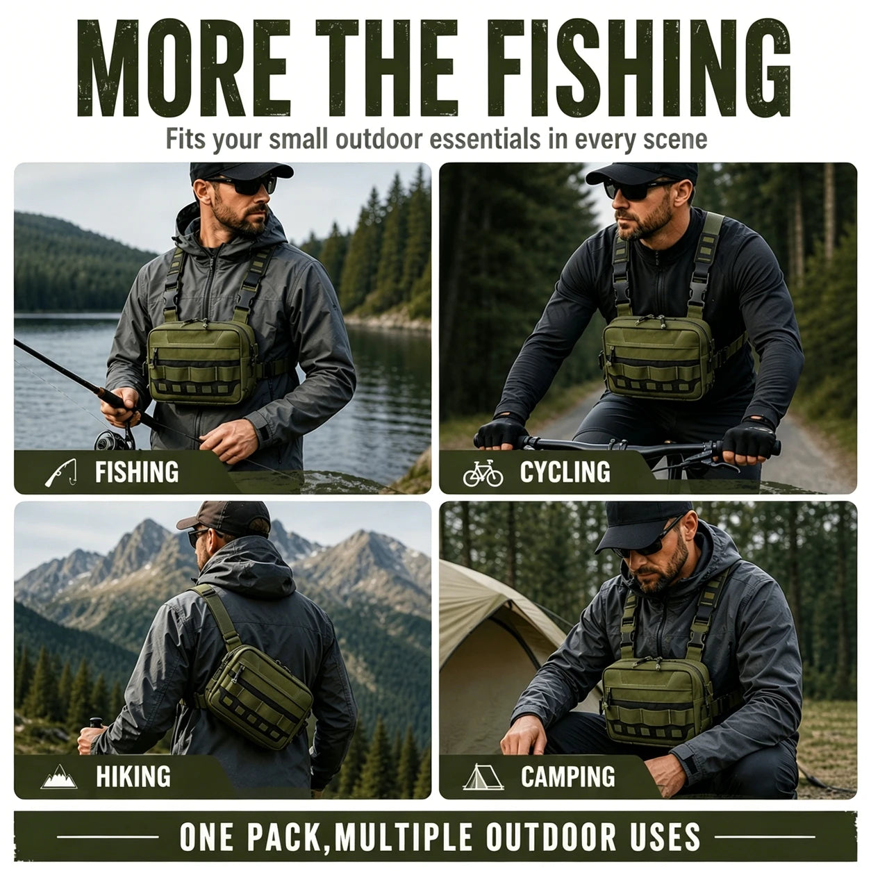 Fishing Waist Bag Waterproof Outdoor Tackle Pack for Hiking Camping