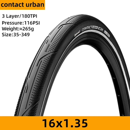 Continental Contact Urban Tyre 16/20 Inch Wire Bead Reflective BMX Folding Bike