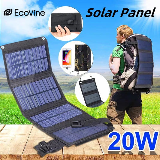 Portable Solar Panel 5V USB Charger Foldable for Camping Hiking Phone Power Bank