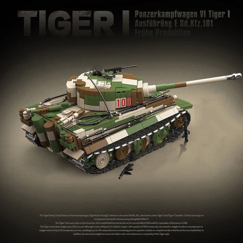 WW2 German Tiger I Heavy Tank Building Blocks Military Brick Model Toy Set