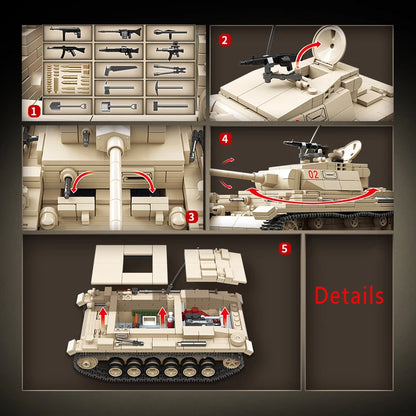 WW2 German Panther Panzer III Tiger I Tank Building Blocks Military Brick Set