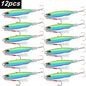12Pcs Fishing Lure Metal Jigs Spoon Bait 40g 30g 20g 15g Mackerel Bass