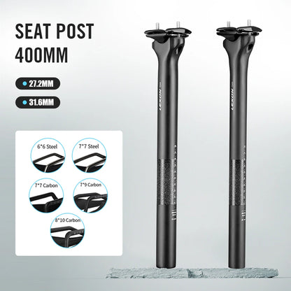 LEXON Carbon Seatpost 27.2/31.6mm 400mm 0mm Offset for MTB Road Bike