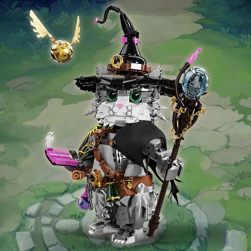 1400+pcs Wizard Cat Magic Animal Building Blocks MOC Creative DIY Model Toy Gift