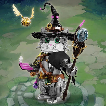 1400+pcs Wizard Cat Magic Animal Building Blocks MOC Creative DIY Model Toy Gift