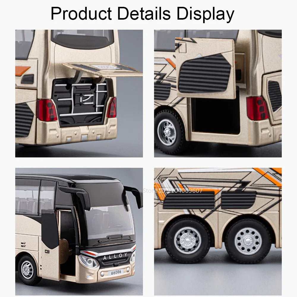 1:30 Sound Light Double Decker Bus Alloy Diecast Model for Kids Gifts