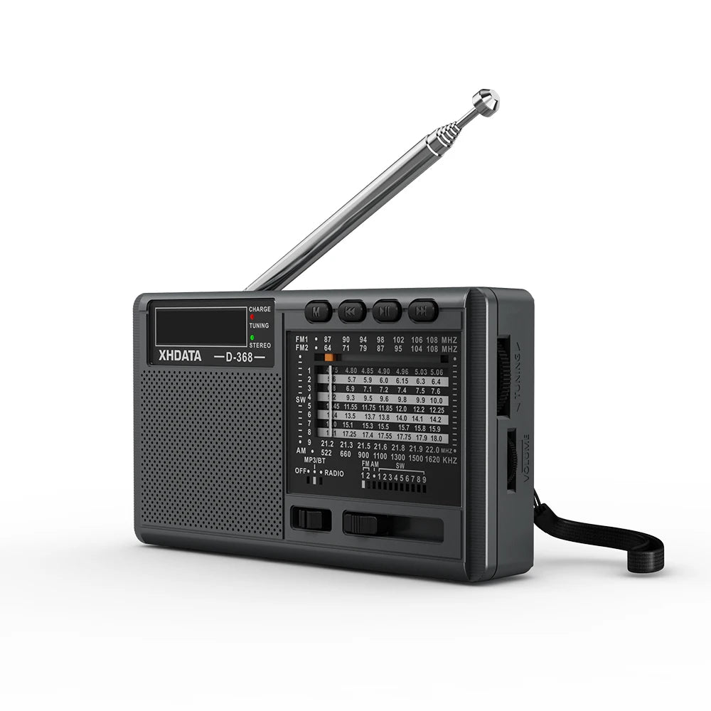 USB Rechargeable Battery Portable Radio Bluetooth Player AM/FM/SW TF Card