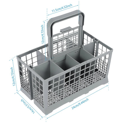 Foldable Cutlery Holder Dishwasher Basket Universal Utensil Storage Grey