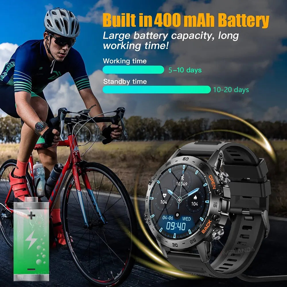 MELANDA Steel 1.39" Bluetooth Call Smart Watch Men Sports Fitness Tracker Watches IP67 Waterproof Smartwatch for Android IOS K52-EXPROTAS