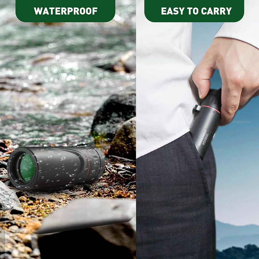 24x HD Monocular Telescope with Phone Adapter Pocket Scope Stargazing Travel
