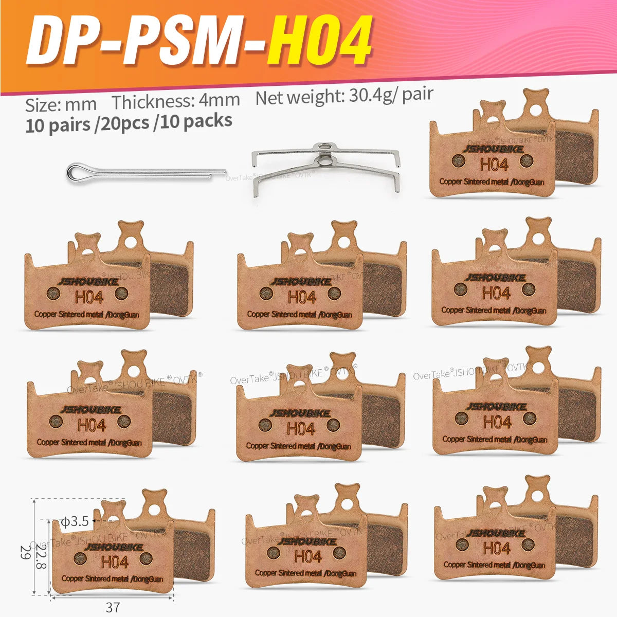 JSHOUBIKE Sintered Metal Brake Pads for Hope Tech 3 E4 Race Evo E4 Maxima
