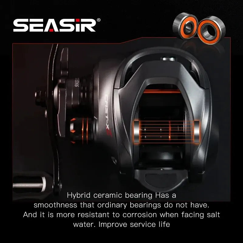 Baitcasting Reel 7.3:1 Seasir Cast X2 Ceramic Bearing N52 Brake Carbon Fibre