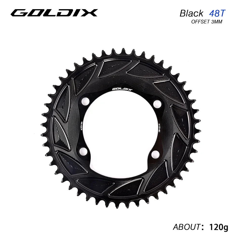 GOLDIX 110BCD AERO Chainring 3mm Offset 4-Bolt for Shimano R7000 R7100 R8100