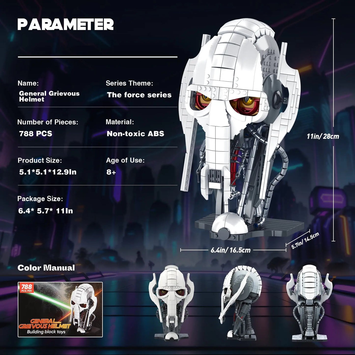788pcs MOC Idea General Grievous Helmet Building Blocks Bricks Model Helmet Collection Assembling Toys for Children Adults Gift-EXPROTAS