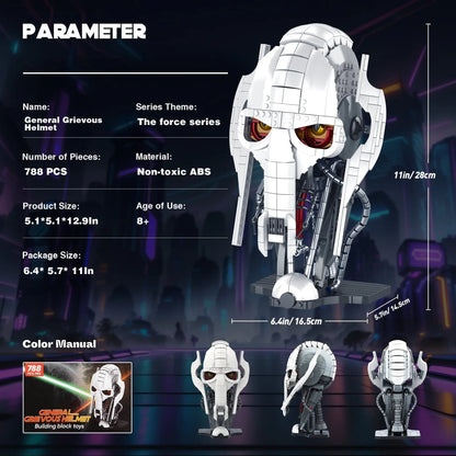 788pcs MOC Idea General Grievous Helmet Building Blocks Bricks Model Helmet Collection Assembling Toys for Children Adults Gift-EXPROTAS