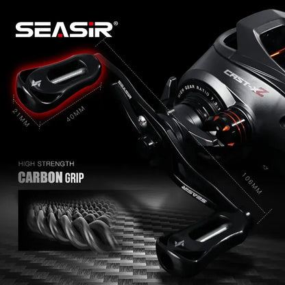 SEASIR Cast X2 Baitcasting Reel 7.3:1 Carbon Dual Brake Fishing