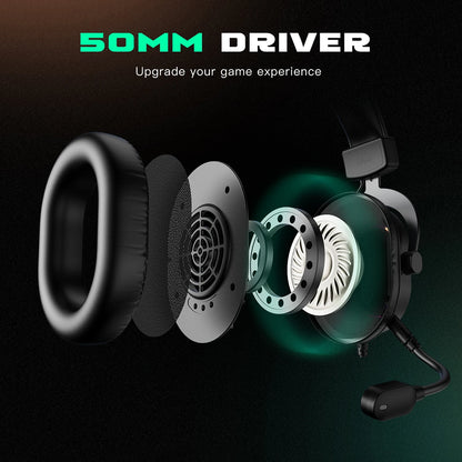FIFINE RGB Gaming Headset with Mic Over-Ear 7.1 Surround 3-EQ for PC PS4 PS5