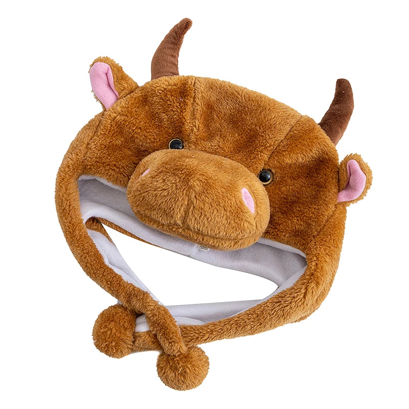 Unisex Funny Bulls Head 3D Animal Decorative Hat Winter Cap for Adults
