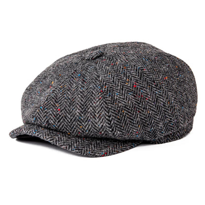 Wool Tweed Newsboy Cap Herringbone Vintage Men Gatsby Flat Hat