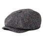 Wool Tweed Newsboy Cap Herringbone Vintage Men Gatsby Flat Hat
