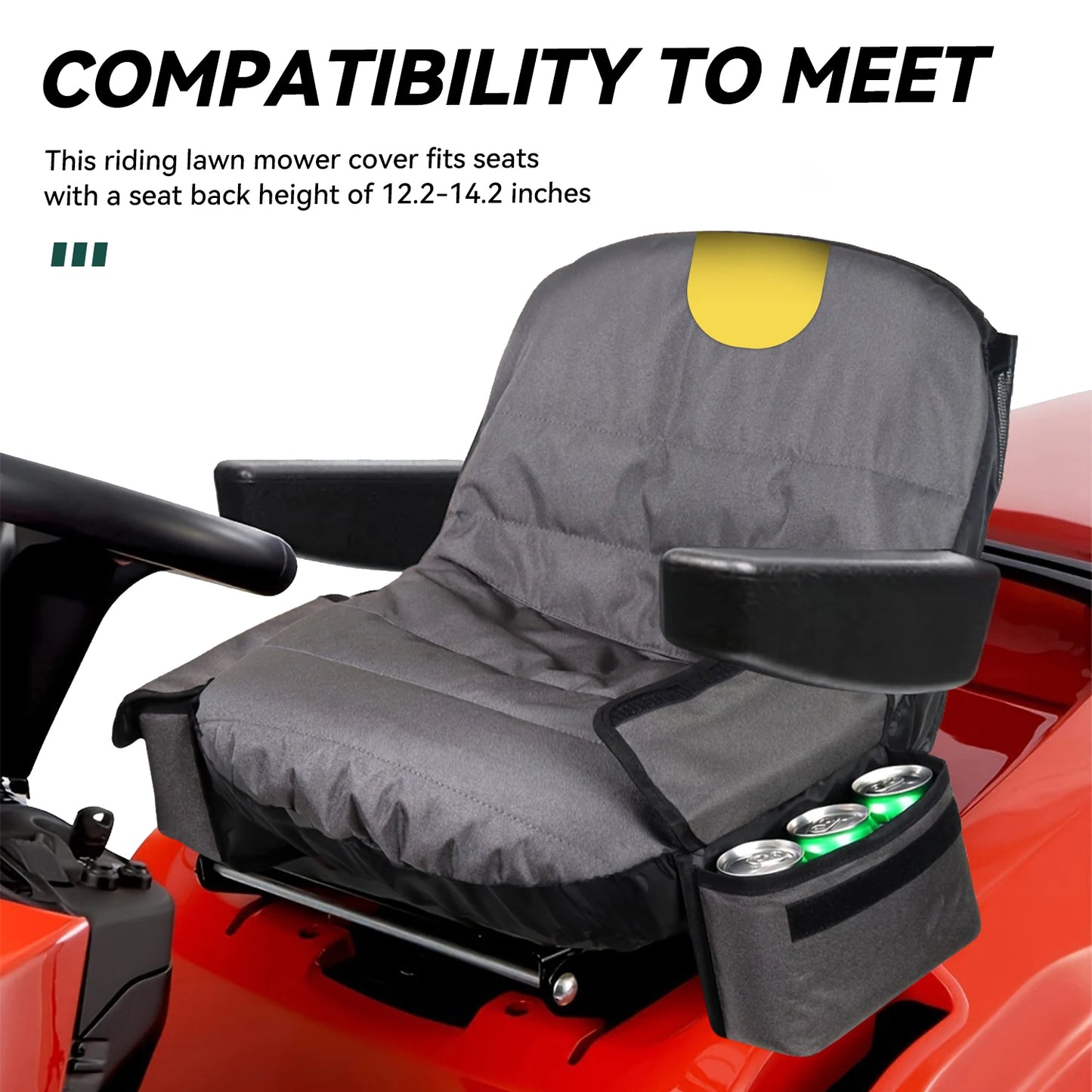 Waterproof Lawn Mower Seat Cover UV Resistant Tractor Protector + Pockets