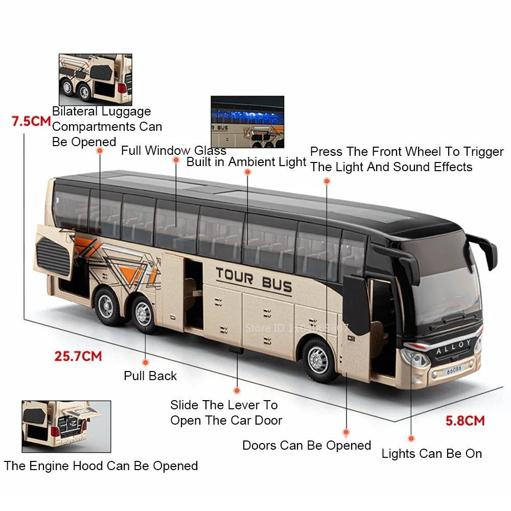 1:30 Sound Light Double Decker Bus Alloy Diecast Model for Kids Gifts