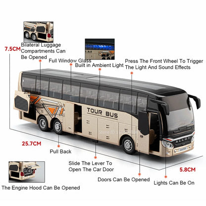 1:30 Sound Light Double Decker Bus Alloy Diecast Model for Kids Gifts