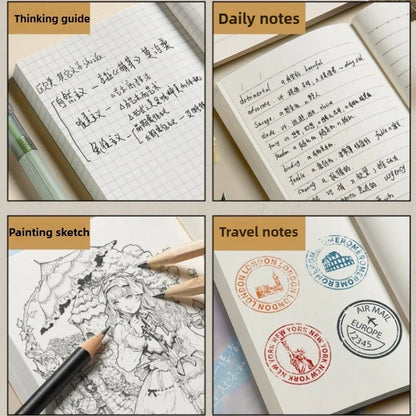 A6 Pocket Notebook 256 Pages Lined Notepad Journal Kraft Paper Cover