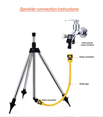 Stainless Steel Tripod Garden Sprinkler Automatic Rotating Irrigation System 10m