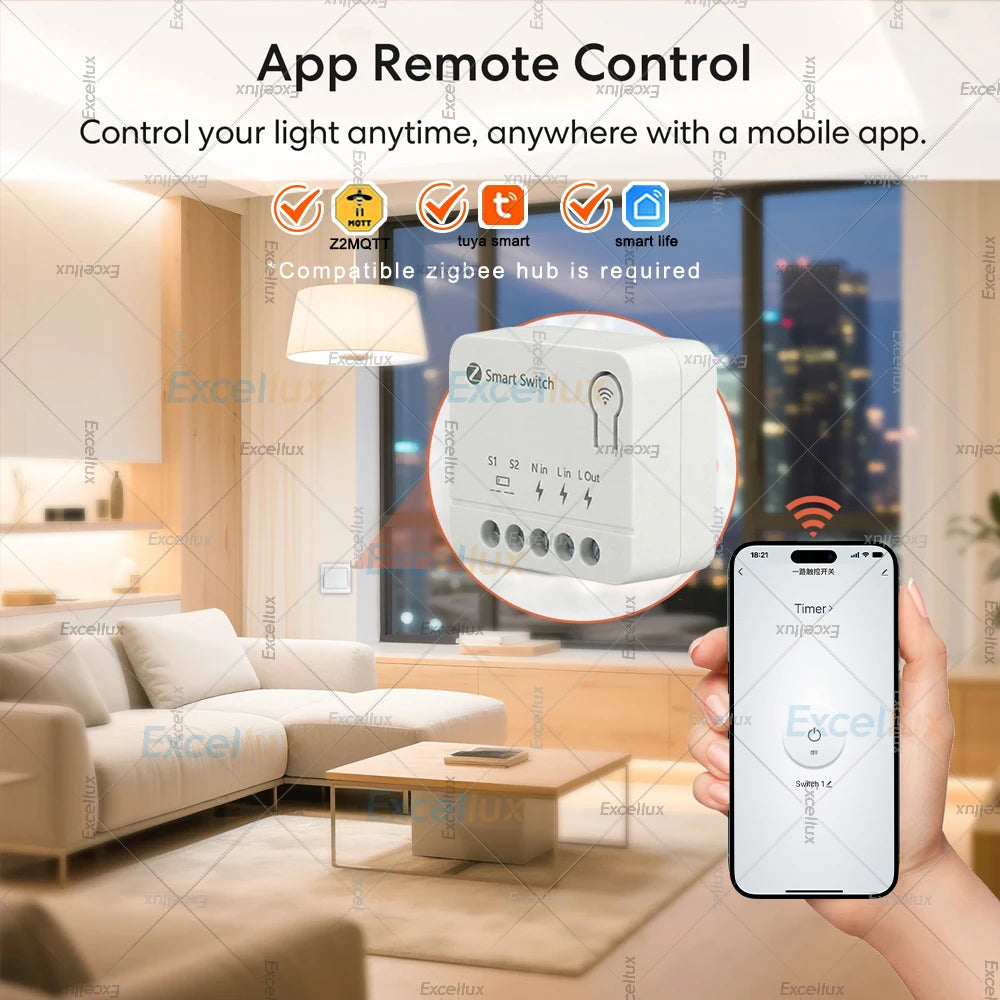 10A Smart Switch Module Zigbee Control Mini Relay for Home Assistant