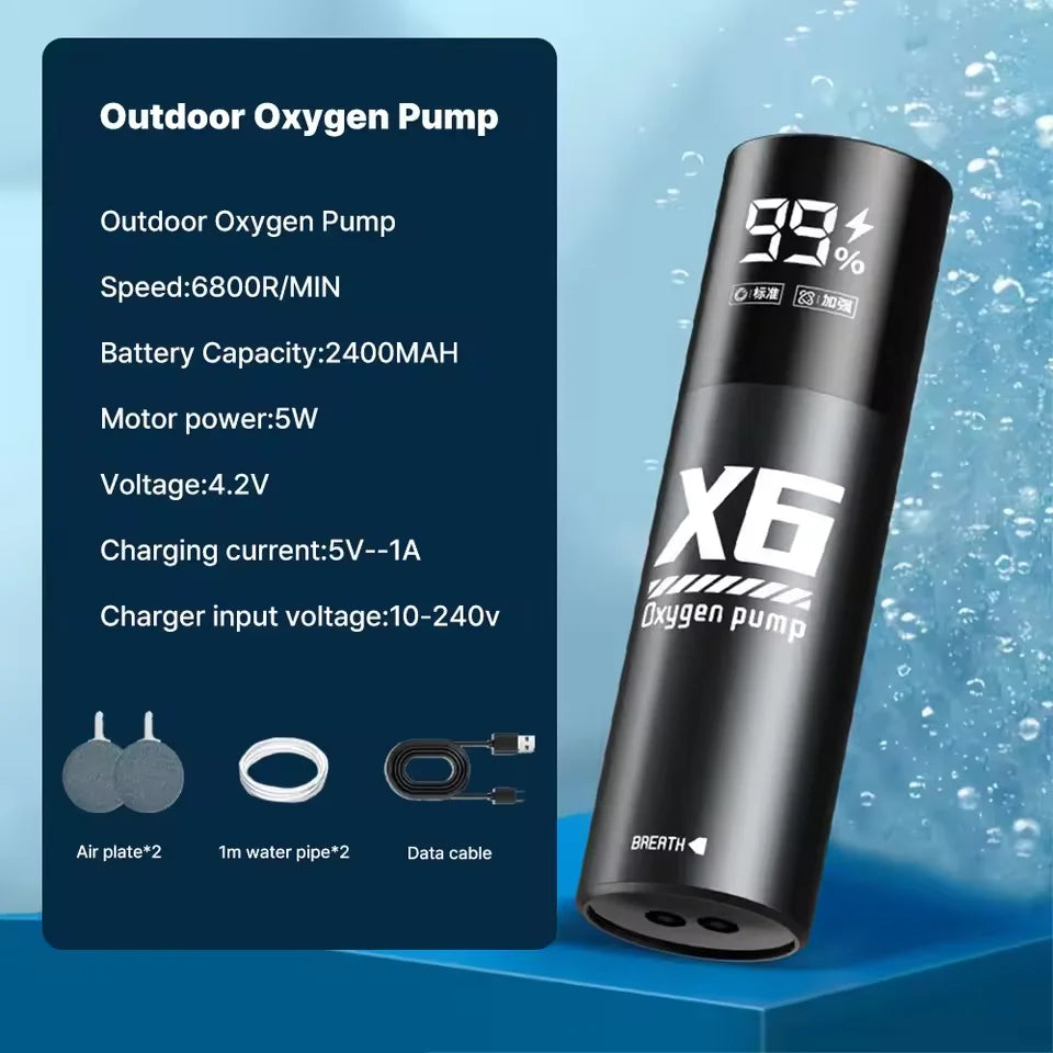 2400mAh USB Aquarium Fish Tank Oxygen Pump Portable Rechargeable Aerator