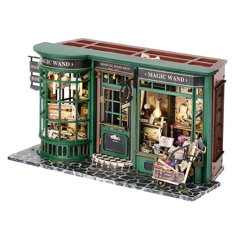 Magic Shop DIY Wooden Dollhouse Miniature Doll House Kit with Furniture Roombox Retro Home Model Toy for Children Gift-EXPROTAS