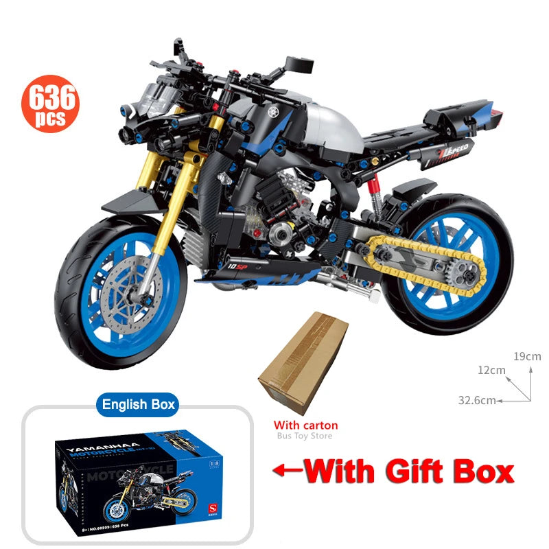 Technical Motorcycle Building Blocks Harley-Style Motorbike Racer Model Toy Gift