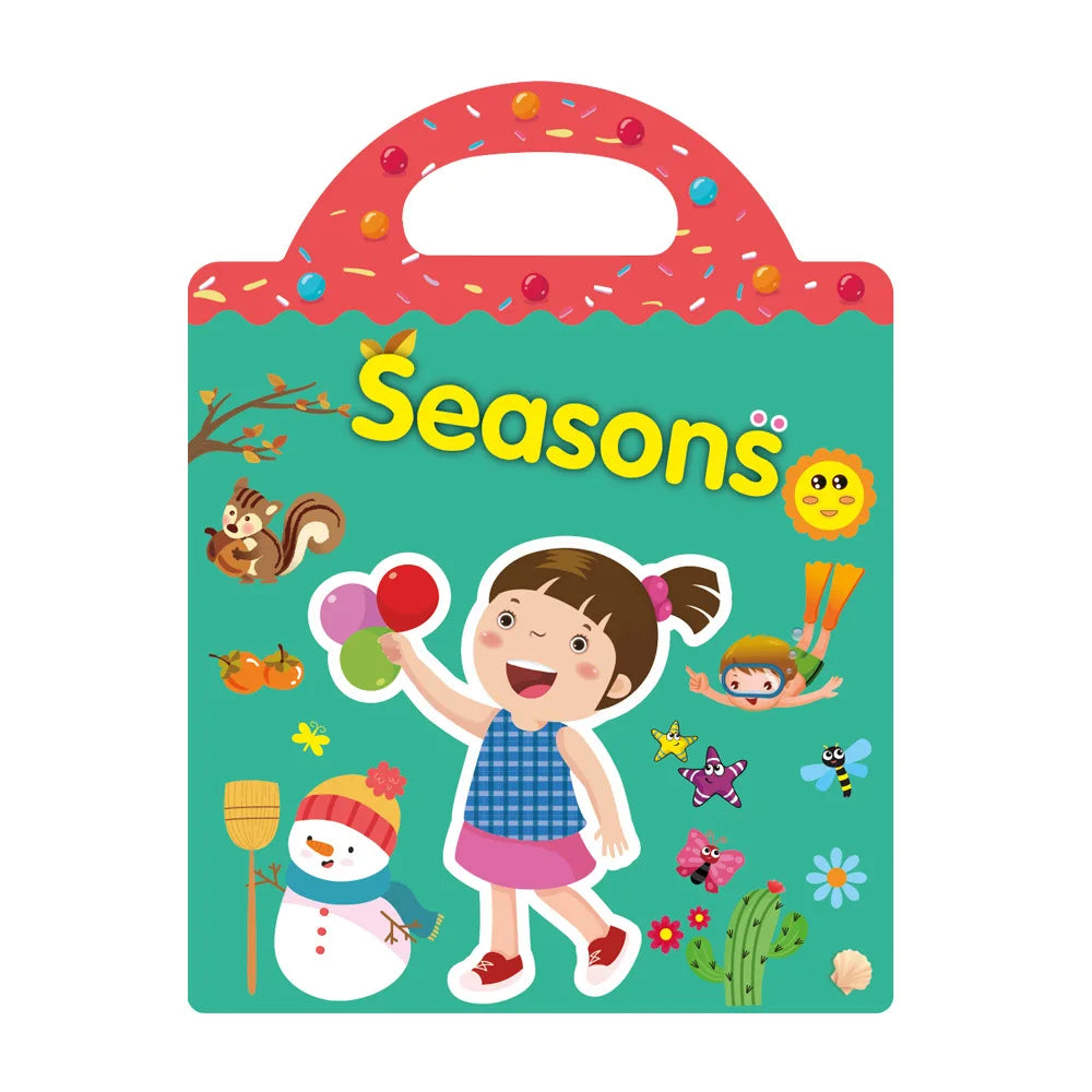 Children’s Reusable Scene Stickers DIY Puzzle Book Cartoon Animal Learning Toy Gift