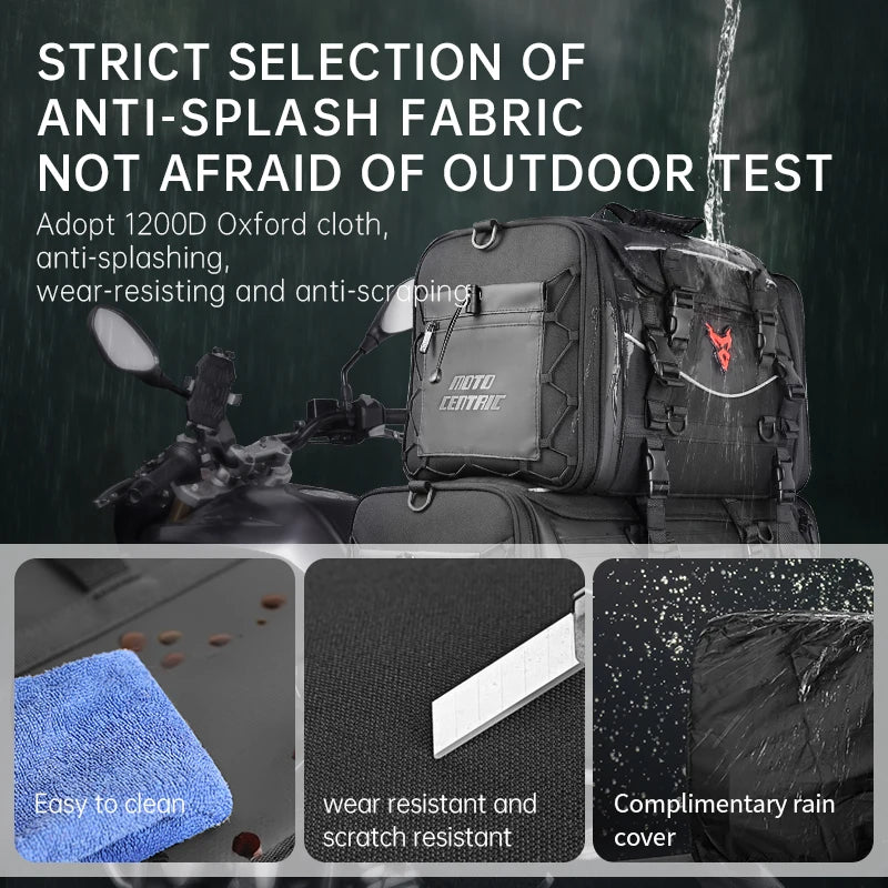 Motocentric Waterproof Motorcycle Helmet Bag Multifunction Motorcycle Rear Seat Bag High Capacity Motorcycle Bag Rider Backpack-EXPROTAS