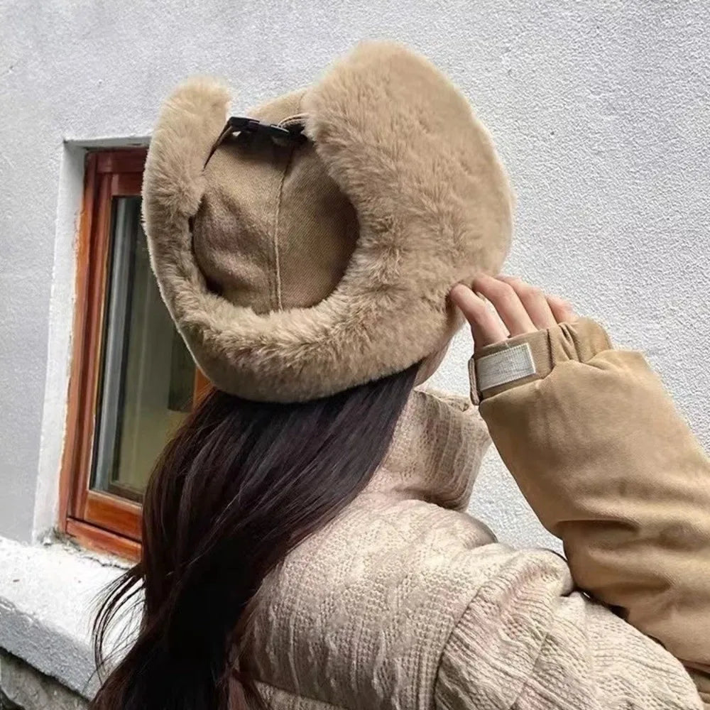 Waterproof Ear Protectors Bomber Hat Faux Fur Warm Unisex Winter Trapper