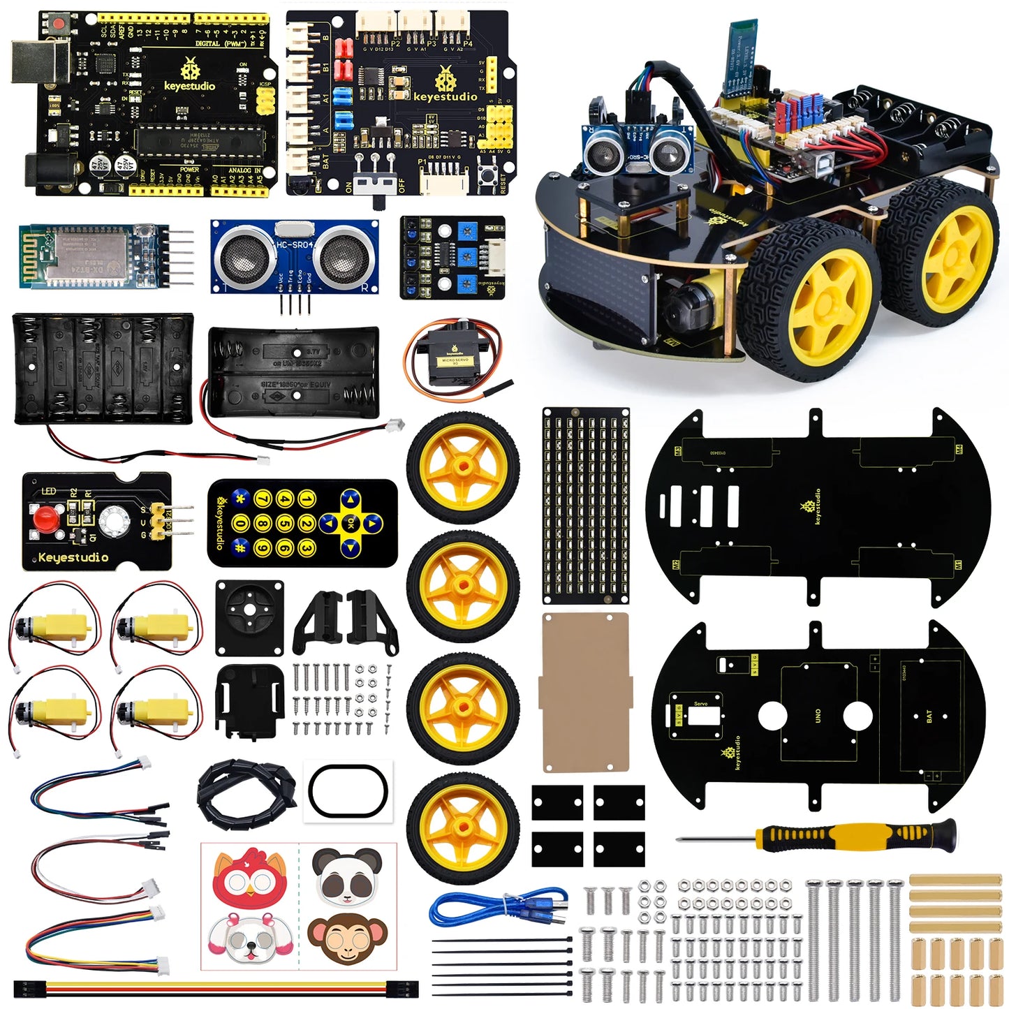 Programming DIY Robot Car Bluetooth Control 4WD Multi Distance Voltage