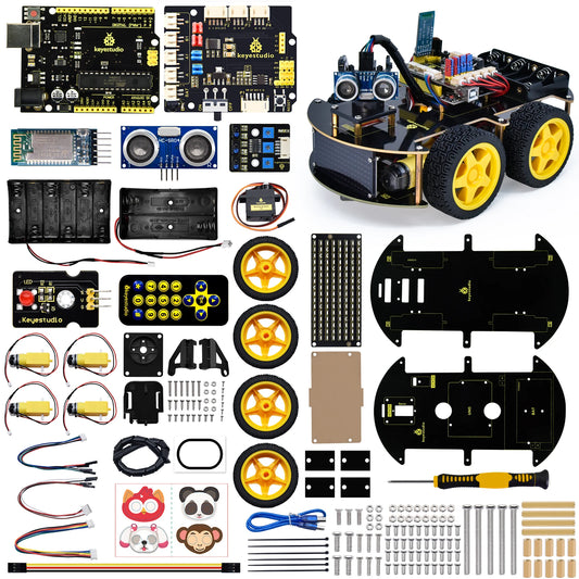 Programming DIY Robot Car Bluetooth Control 4WD Multi Distance Voltage