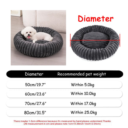 40-90cm Cat Bed Plush Round Soft Warm Cushion for Dog Pet Winter Sleeping