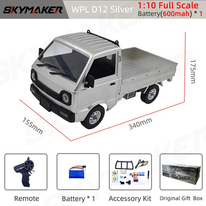 WPL D12 1:10 RC Car Simulation Drift Climbing Truck LED Light On-road RC Cars Trucks For Kids Gifts Toys-EXPROTAS