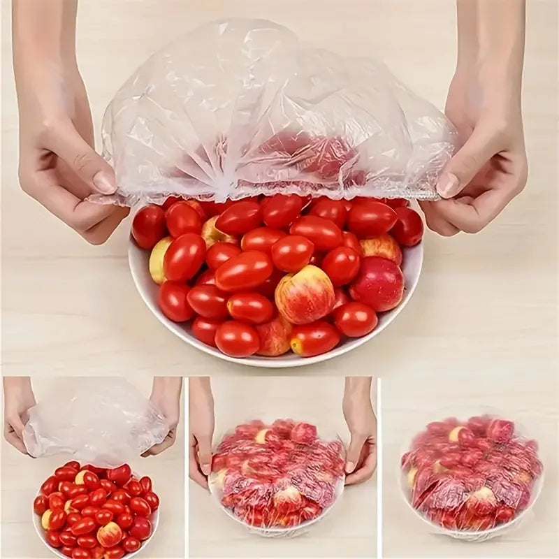 100Pcs Food Cover Bags Reusable Plastic Wrap Fresh Keeping Kitchen Storage