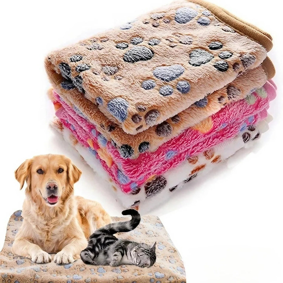Soft Fluffy Pet Mat Blanket for Cat Dog - Cute Cartoon Pattern Warm Comfort