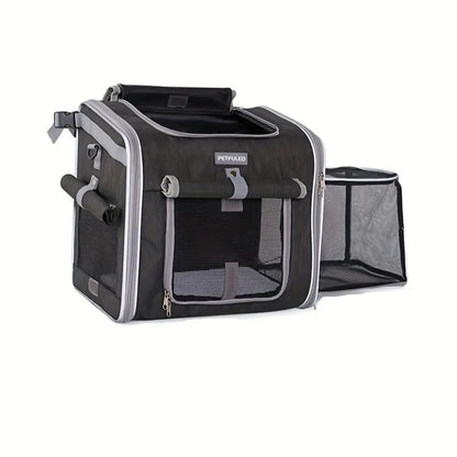 Dog Cat Bike Basket Expandable Pet Carrier Backpack 4-Door Foldable Bike Carrier